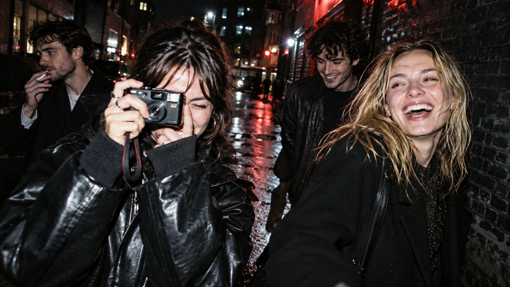 Photography library concept: young adult photographers capturing British street culture after dark